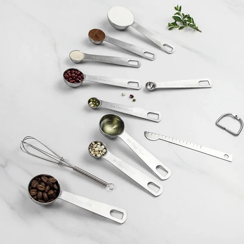 6/9/11Pcs Measuring Spoons Set Stainless Steel Seasoning Coffee Scoop Measuring Spoon With Scale Kitchen Baking Measuring Tools