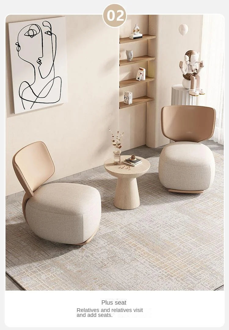 Log Light Luxury First Class Cabin Lounge Sofa Chair Nordic Living Room  Fabric Low Stool Balcony Leisure Armchair 2023 New