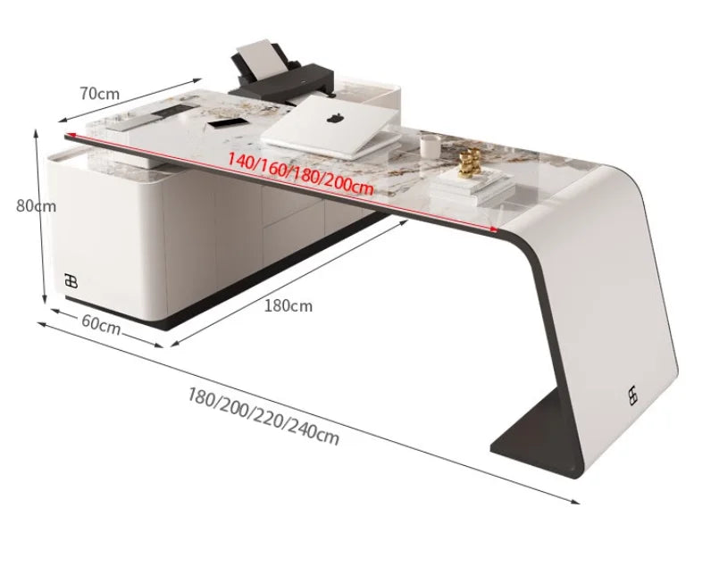 L Shape Hutch Office Table Modern Luxury Drawers Writing Standing Desks Organizer Conference Workstation Escritorio Furniture