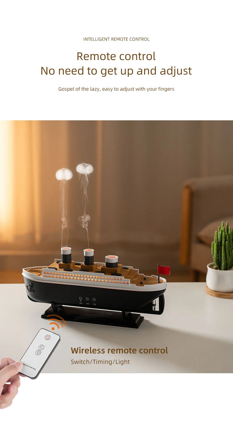 Titanic Ship Model Air Humidifier Essential Oil Diffuser Jellyfish Smoke Ring Fragrance Aroma Humidifier With Remote Control