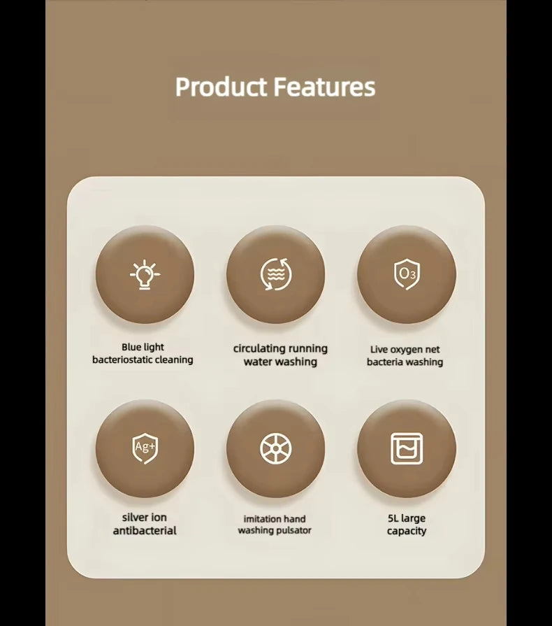 Blue-Purple Antibacterial Mini Washing Machine for Socks Underwear Towels Baby Clothing Small Pieces of Laundry Compact Washer