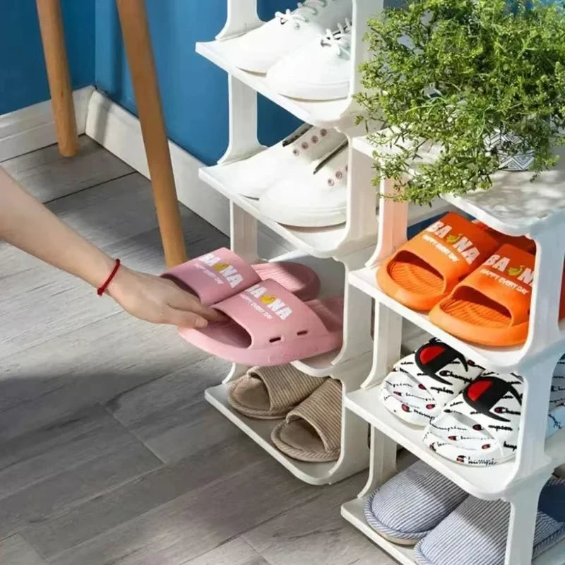 Shoe Cabinet Floor-standing Plastic Multi-Layer Stack Able Removable Home Narrow DIY Shoes Rack for Corner Gap Space Saving