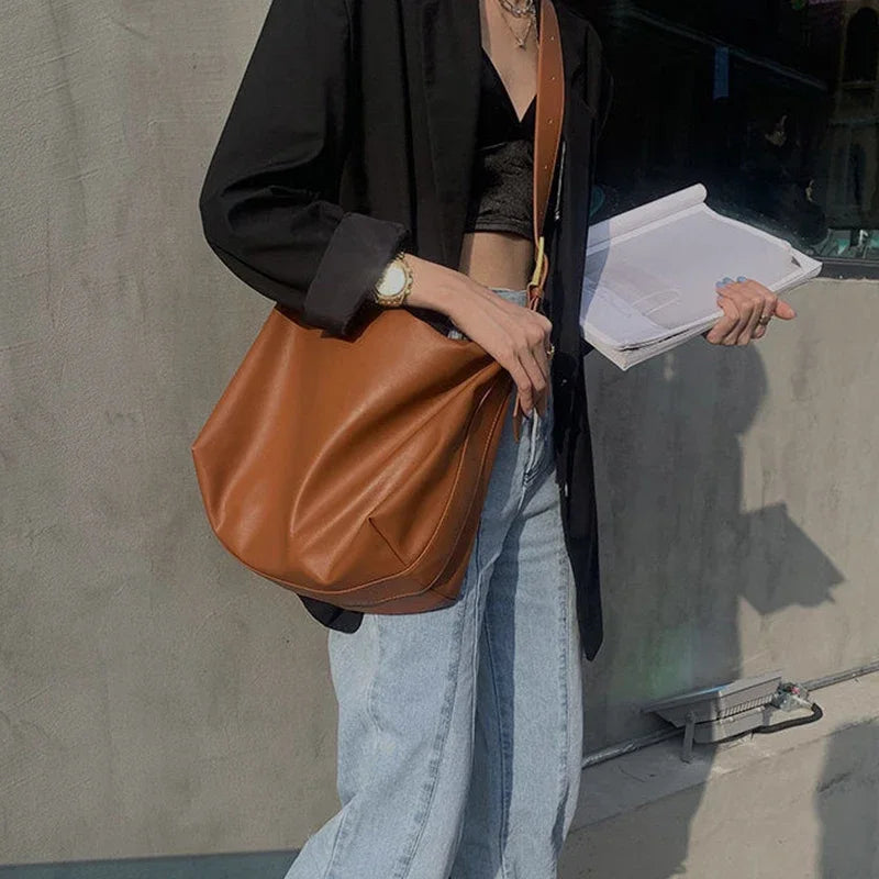 Vintage Pillow Design PU Leather Boston Handbag For Women Casual Large Capacity Shoulder Crossbody Bags Fashion Shopper Totes