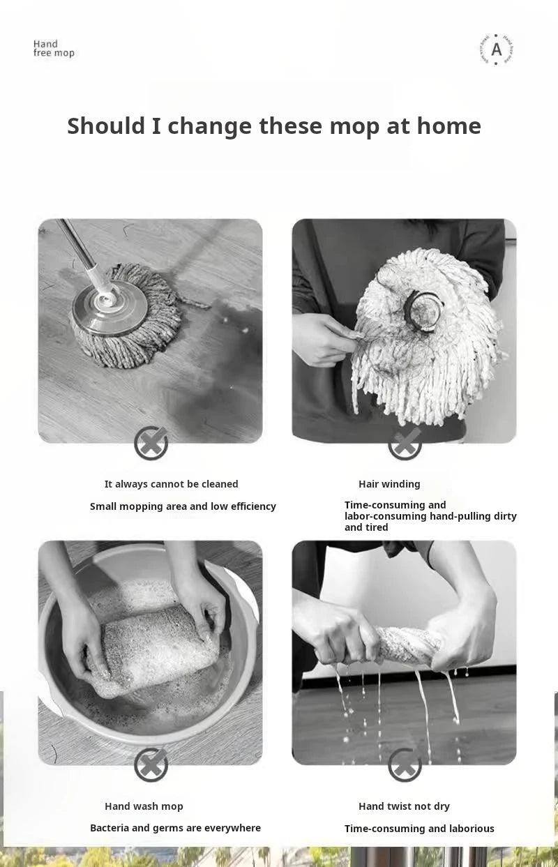 Microfiber Mop with Bucket, 360 Rotating, Flat Squeeze, Floor Cleaner Tool, Home Kitchen, Multifunction Cleaning Mops