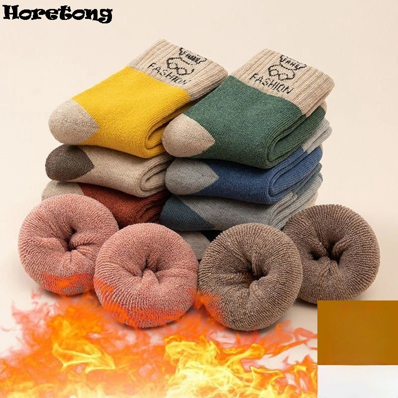 5 Pairs /bag Winter Children Socks Warm Autumn And Winter Plush Thicken Toddler Boys Girls Cotton Middle Tube Sock For 2-14 Year