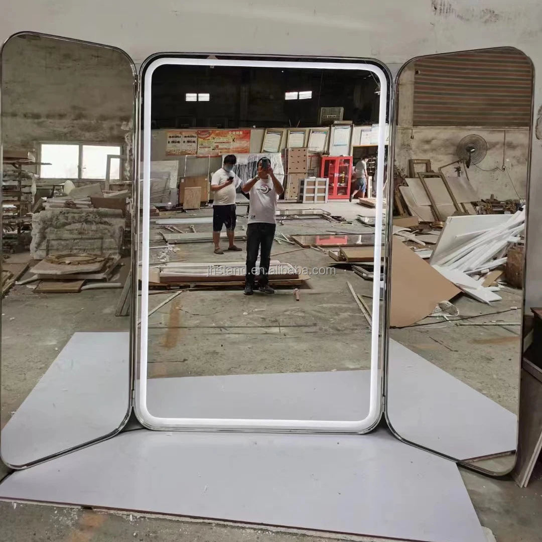 Standing Mirror Luxury Large Floor Mirror Square Round Full Length Mirror for Bridal Shop