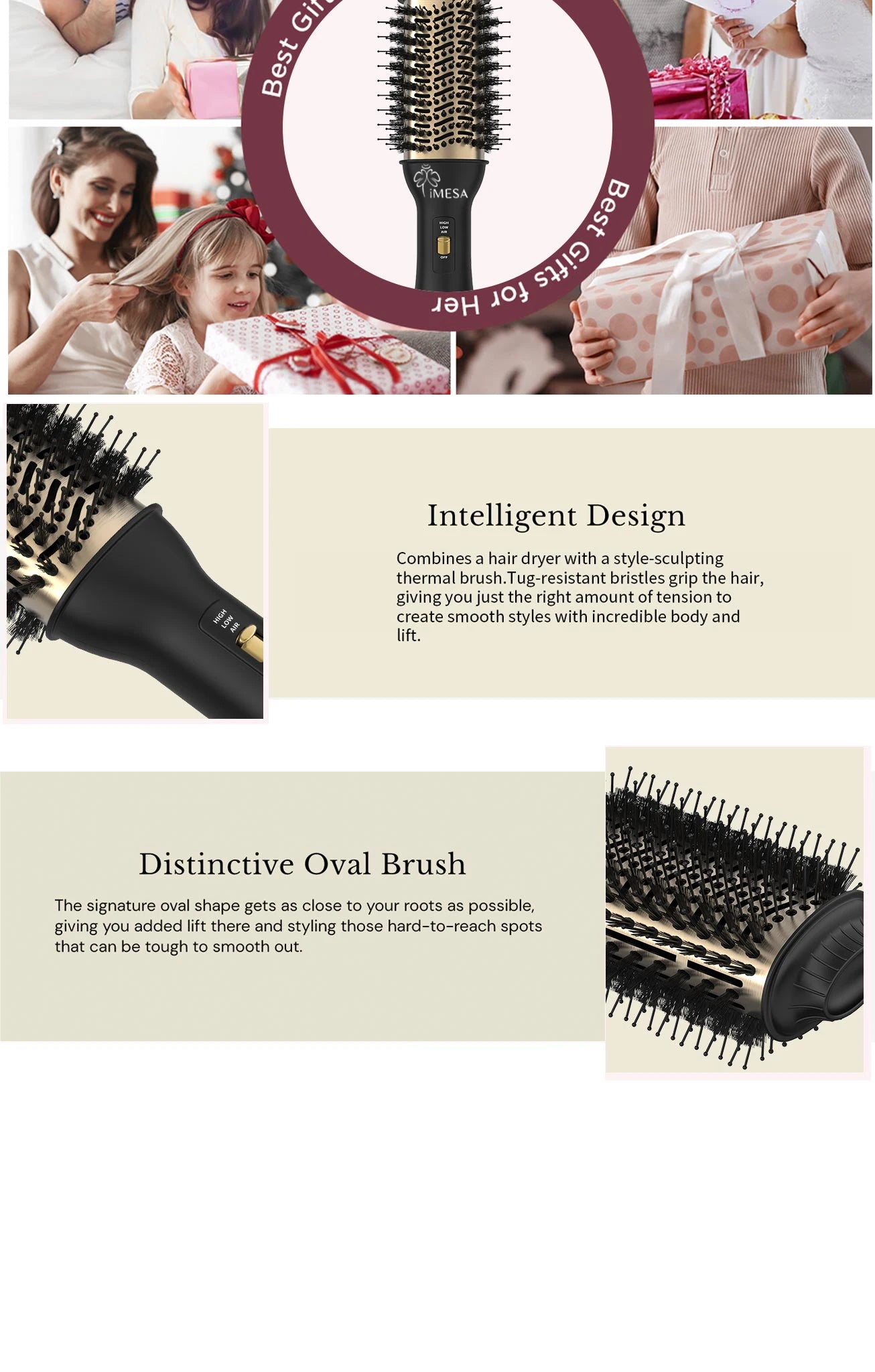 imesa 4 in 1 Hot Air Brush&Volumizer PLUS 2.0multifunctional styler professional home straight curling iron Free storage bag