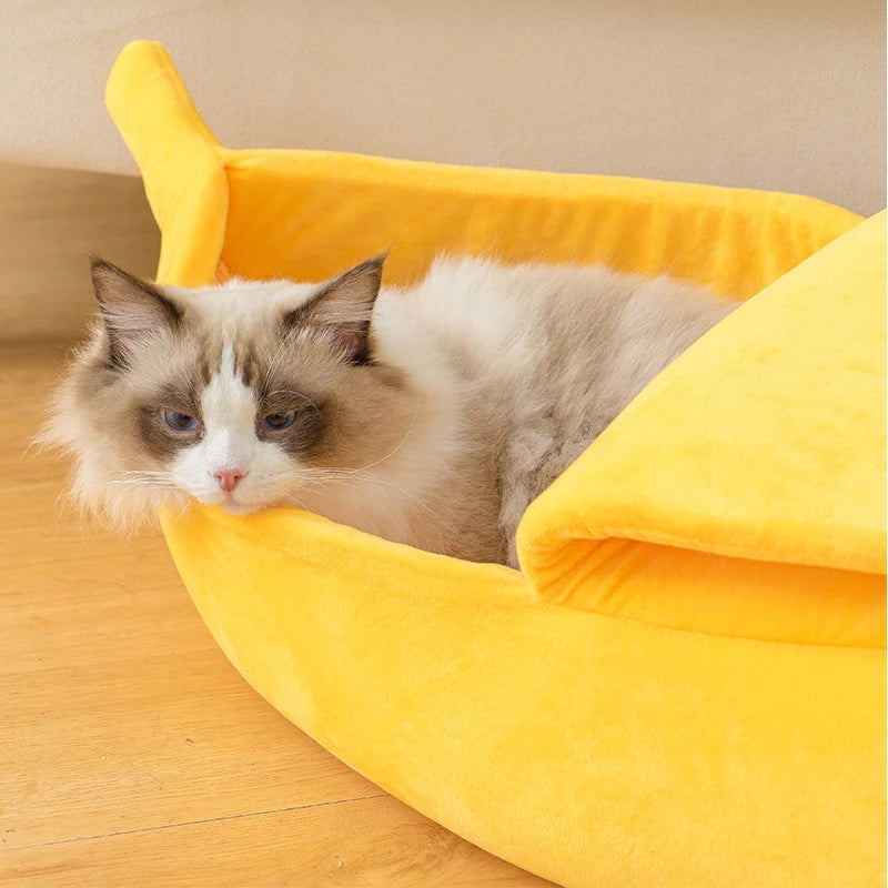 Winter Banana Cat Bed House Funny Cute Cozy Cat Mat Beds Warm Durable Portable Pet Basket Kennel Dog Cushion Cat Supplies winter