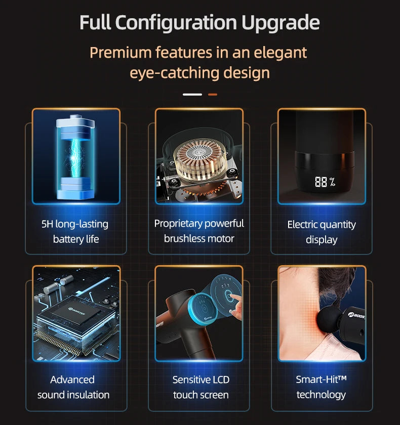 BOOSTER M2-12V LCD Display Massage Gun Professional Deep Muscle Massager Body Relaxation Fascial Gun Fitness