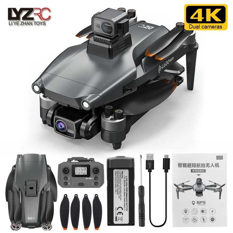 L600 PRO GPS Drone Professional 4K HD Dual Camera 360° Obstacle Avoidance Brushless Motor 5G WIFI FPV RC Quadcopter Toys Dron