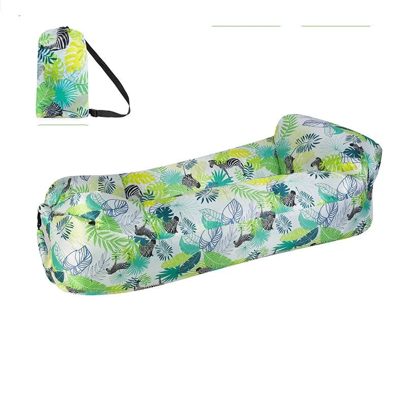 Outdoor Lazy Non Inflatable Sofa Folding Portable Air Cushion Bed Picnic Camping Yellow White Air Bed