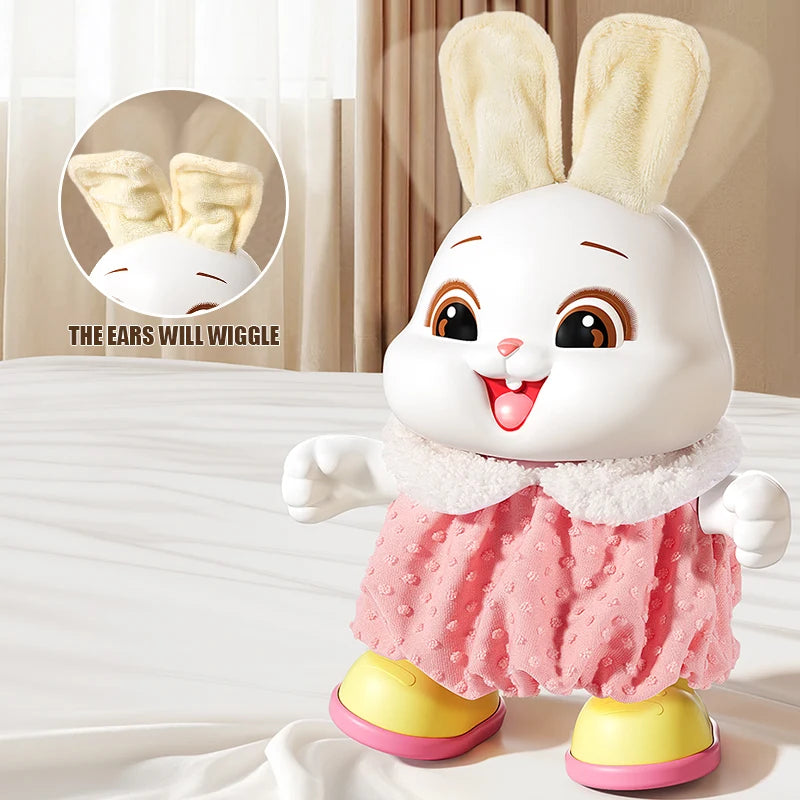 Electronic Rabbit Pets Kids Dancing Walking Encourages Crawling Moving Have Sound Interactive Toy for 3 Years Children Gifts