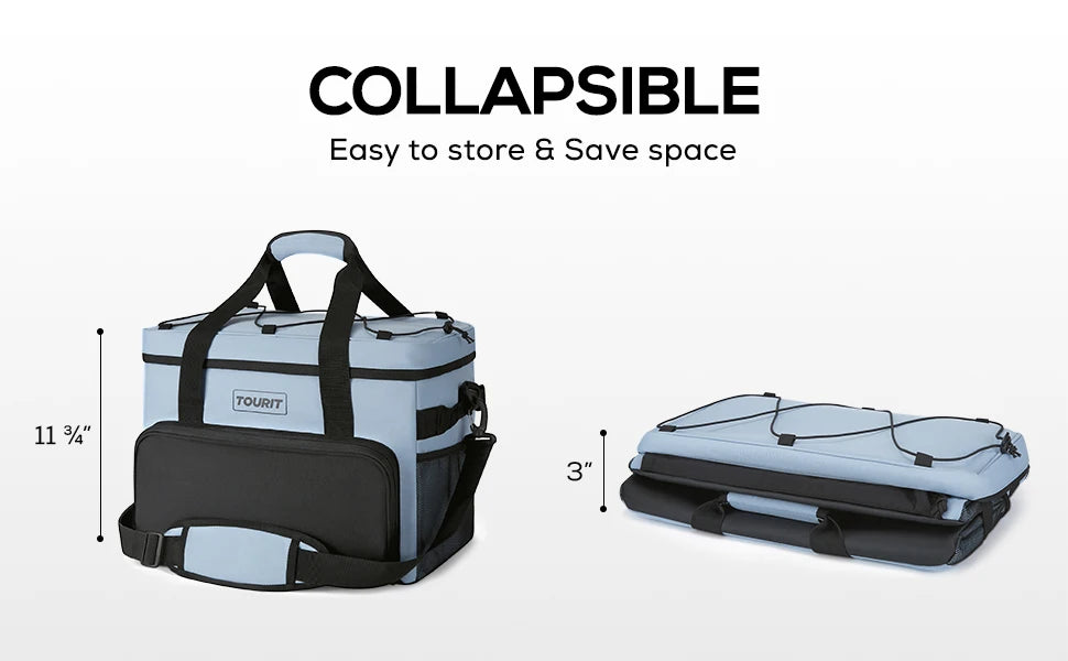 TOURIT Thermal Cooler for Drinks 14.6L 24L 32L Foldable Insulated Cooler Bag Leakproof Car Refrigerator Bag Food Delivery Bag