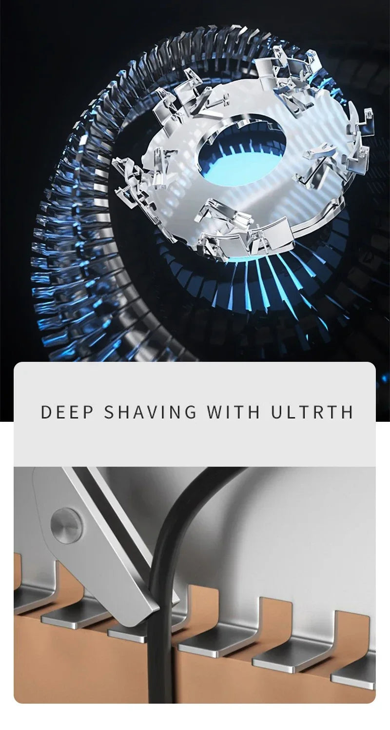 Electric Shavers for Men Waterproof Electric Trimmer Razor Wet &amp Dry Use Rechargeable Battery Rotary Shavers Machine Shaving