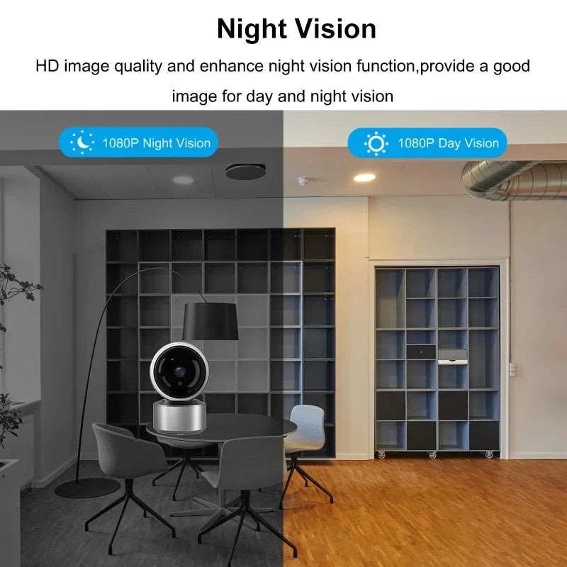 5MP WiFi Baby Monitor Security Camera, Tuya Smart Life APP, 355° PTZ Auto Tracking, IR Night Vision, 2-Way Audio Indoor IP Cam