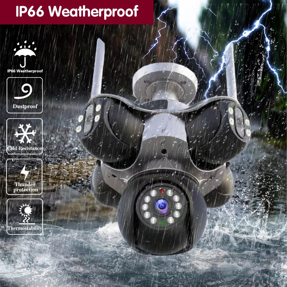 25MP 4K Wifi Panoramic Security Camera Outdoor 5 Lens 5 Screens Auto Tracking Wireless PTZ CCTV Video Surveillance Camera