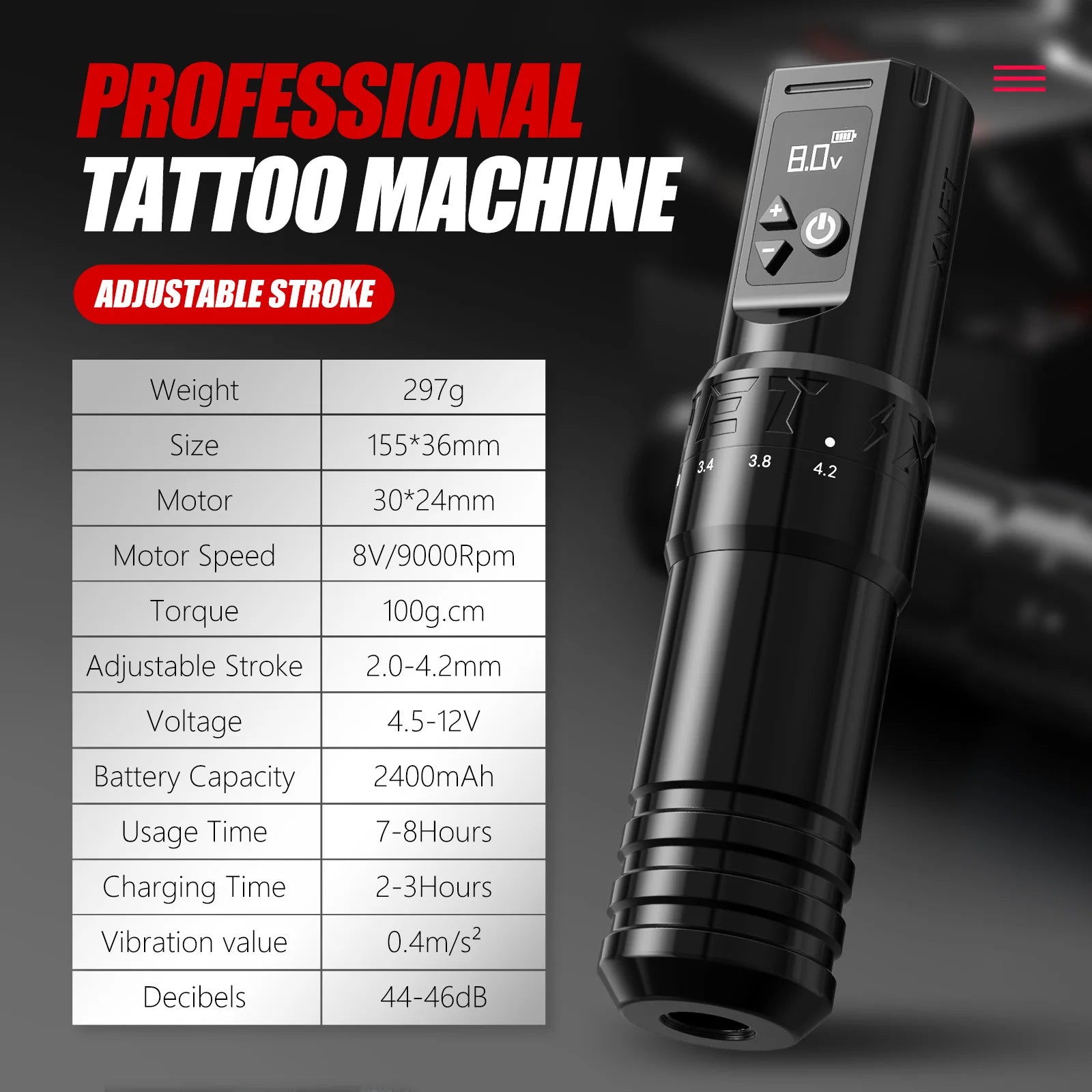 XNET T1 Wireless Tattoo Machine Pen 7 Adjustable Stroke Custom Motor LCD Screen Battery Makeup Microplasty Pen For Tattoo Art