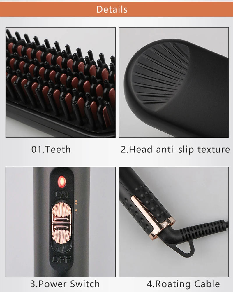 Electric Beard Heated Brush Kit Hair Straightener Straightening Men Quick Styler Beard Comb Electric Comb For Hair