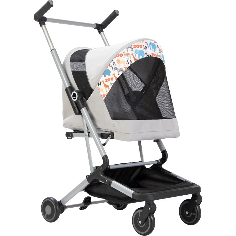 Portable pet stroller Ultra-light and easy to fold Large capacity pet stroller can accommodate two cats at the same time