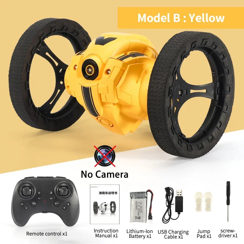 RC Stunt Car With Wifi Hd Camera Bounce Car Flexible Wheels Rotation Led Light Remote Control Jumping Vehicle Toy Gift Q207