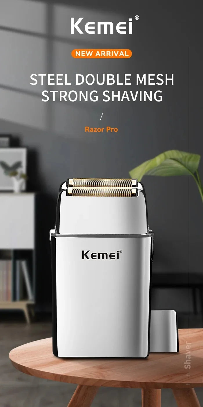 Kemei Tx5 Pro Metal Housing Barber Shop Hair Electric Shaver For Men Beard Bald Head Shaving Machine Rechargeable Electric Razor