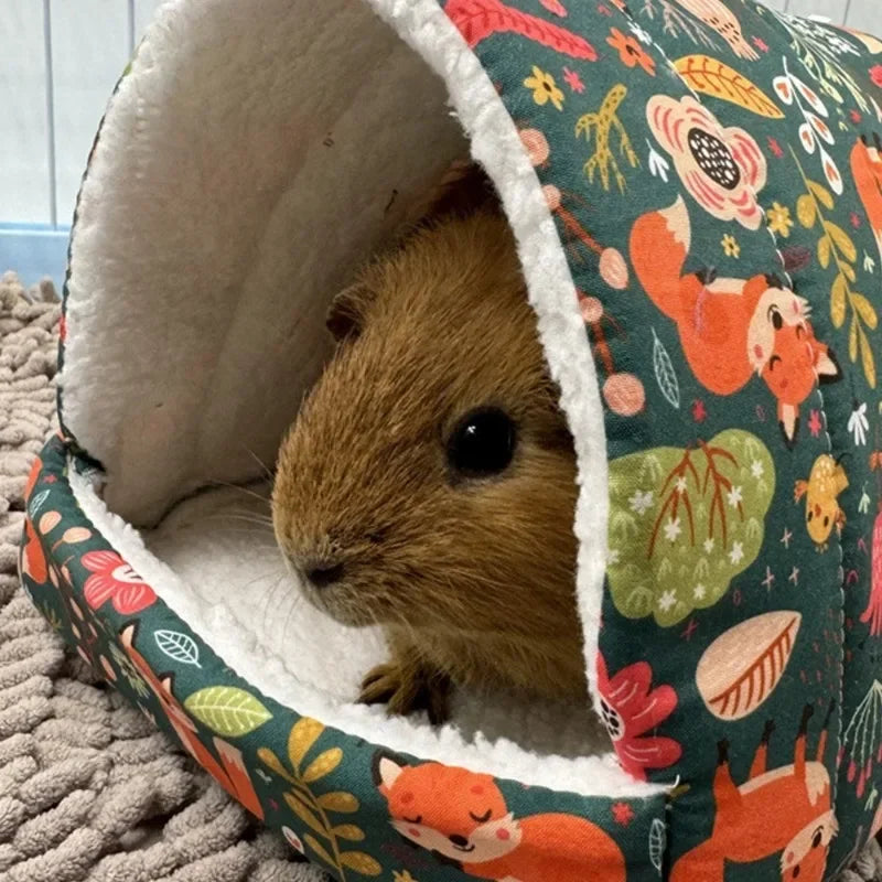 Autumn Winter Warm Print Sleeping Bed House Triangular Nest for Pet Bird Parrot Rabbit Squirrel Guinea Pig Hamster Hanging Cage
