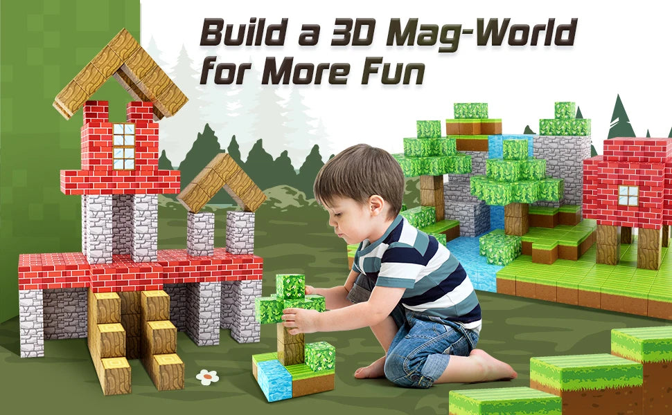10-500PCS Magnetic Building Blocks Magnet Set Bricks Mini World STEM Construction DIY Educational Toys For Kids Birthday Gifts