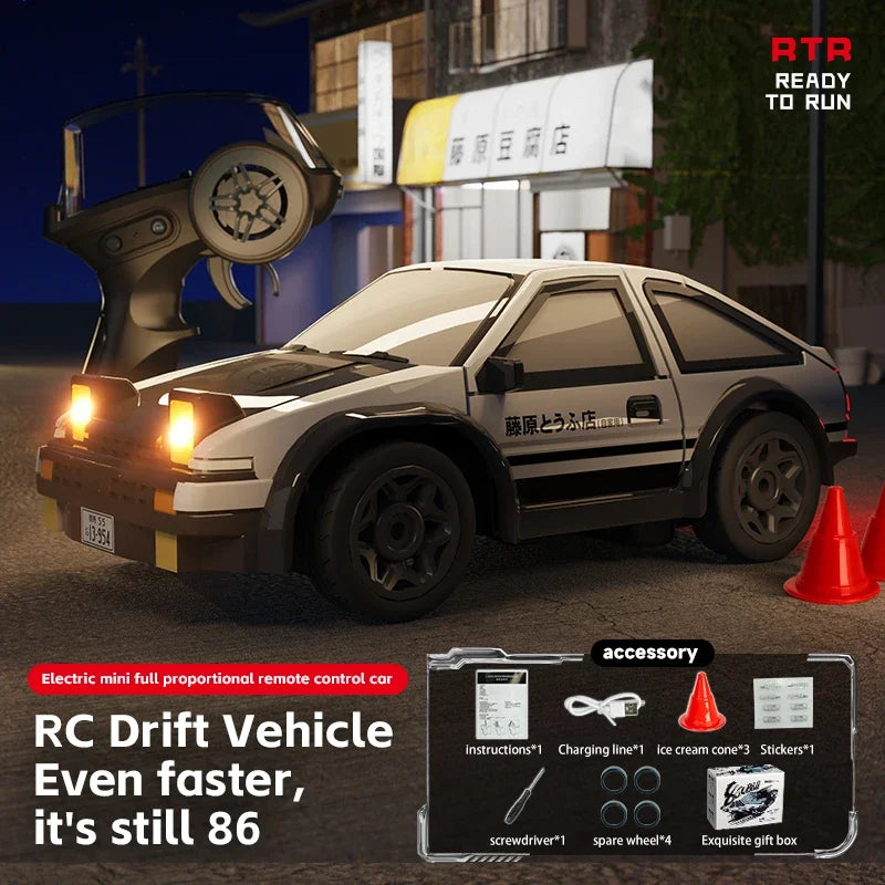 RC Drift Car 1/64 AE86 Mini Desktop Remote Control 2.4G 4WD Off-road Drifting Racing Vehicle Electric Toy Boys Cars