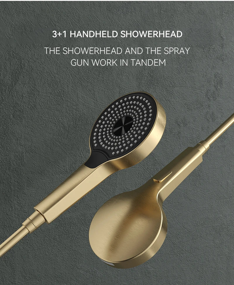 Luxury Ceiling Shower System Set Concealed Thermostatic Brass Digital Display Hydro Generator Rainfall  with Light and Bluetooth