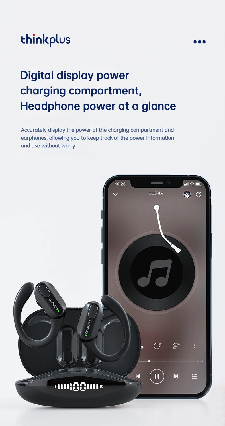 Original Lenovo XT80 Sports Wireless Earphones with Mics, LED Power Display,Hifi Stereo Sound Bluetooth 5.3 TWS HeadphHeadphones