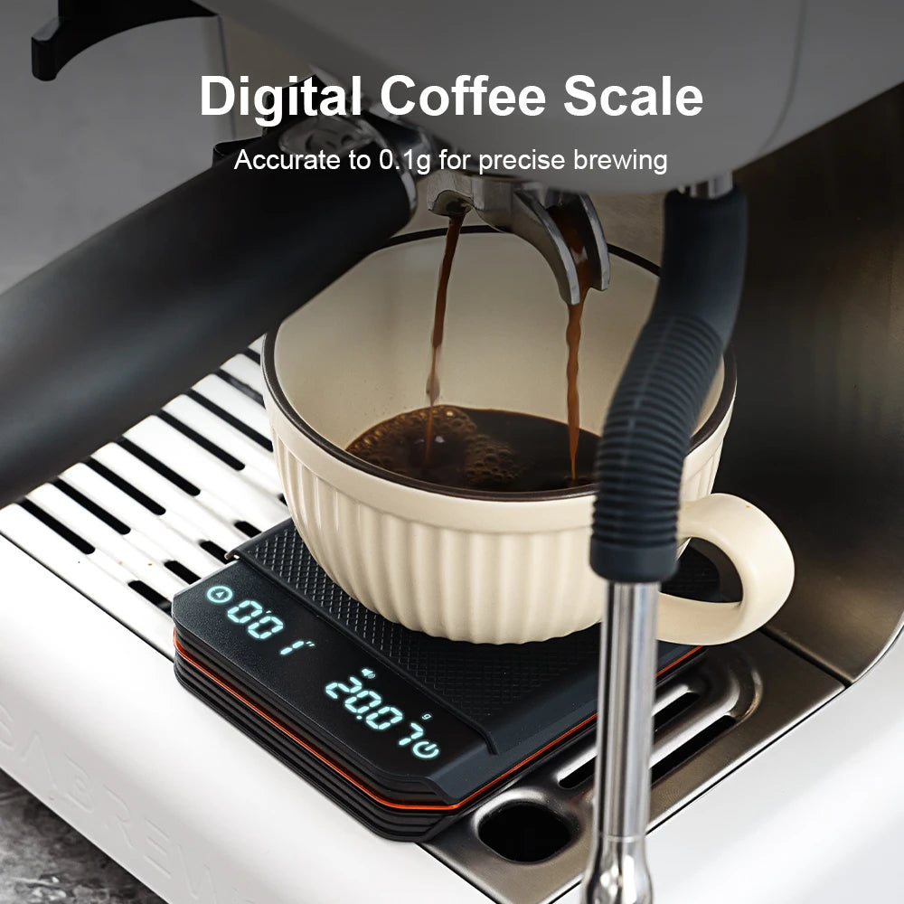 Portable Digital Coffee Scale – Rechargeable High-Precision Kitchen Scale with Timer 2kg/0.1g Accuracy for Pour-Over, Espresso