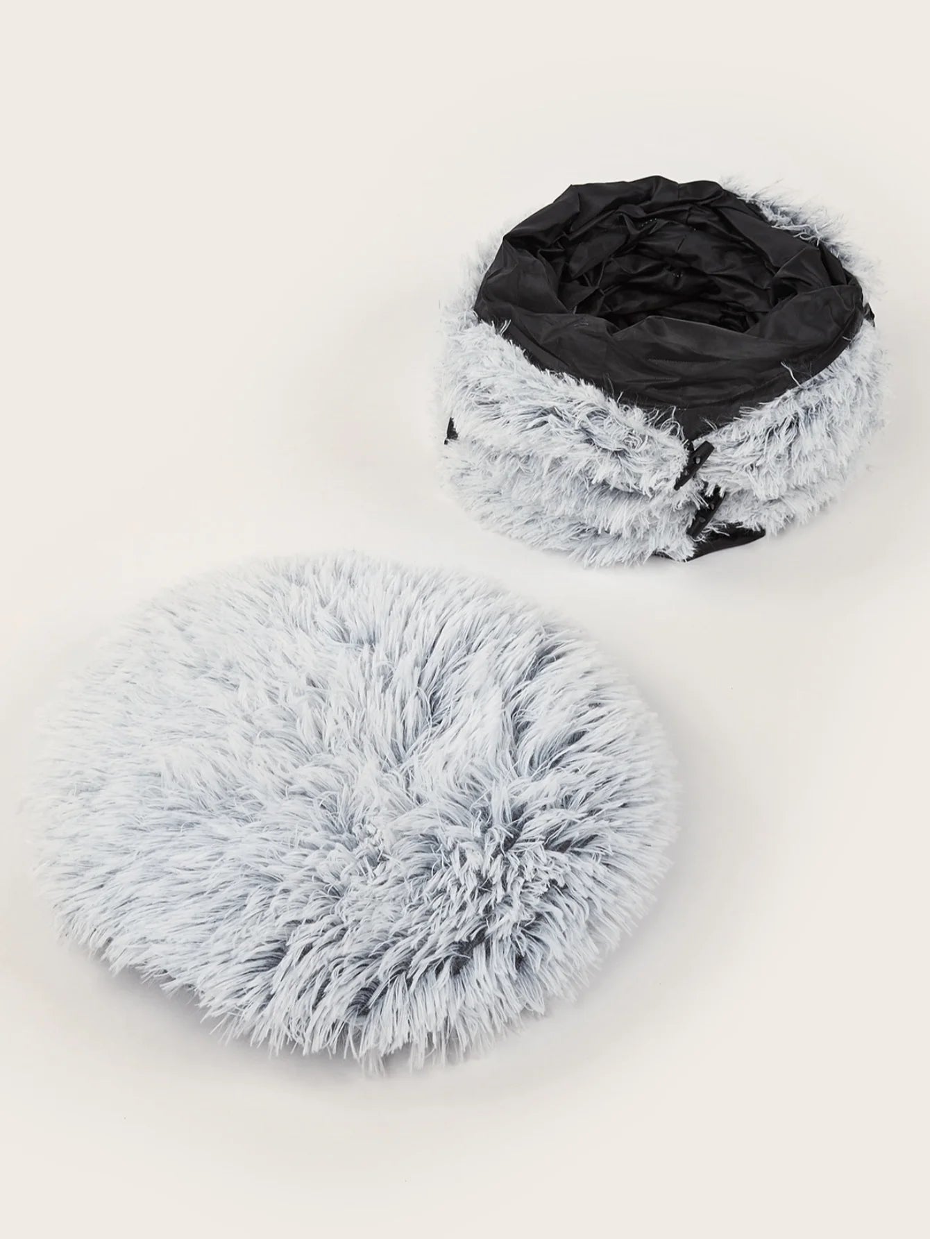 Winter Plush Cat Bed with Tunnel for Indoor Cats, Multifunctional Cat Tunnel Bed with Peephole, Fluffy Donut Cat Bed with Tunnel