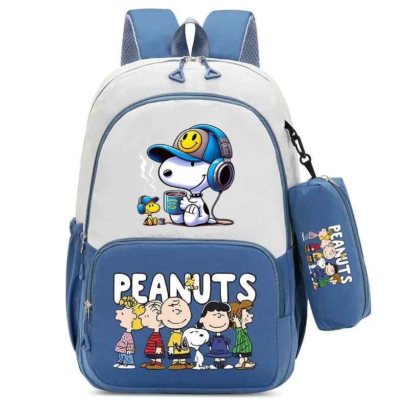 2pcs Snoopy School Bag Boys Girls Large Capacity Water-repellent Student Backpacks High Value Cute Cartoon Print Bookpack Gift