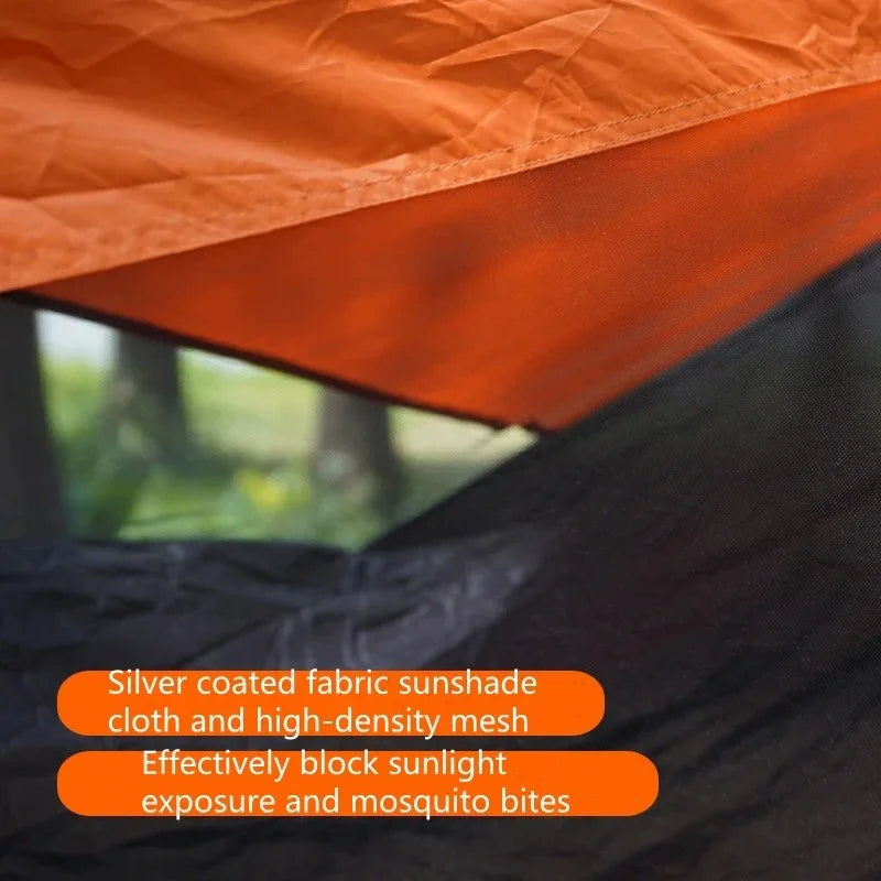 Outdoor 2-in-1 sunshade double-person anti-rollover mosquito-proof hammock, camping quick-opening hammock, with storage hammock