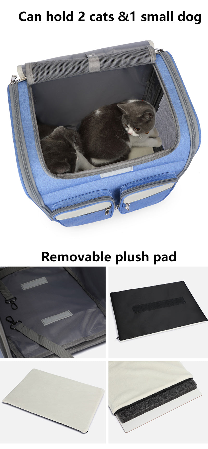 2 In 1 Large Pet Backpack Cat Stroller Pet Carrier with Wheels Portable Foldable Tie-Rod Pet Bag Cat and Dog Travel Carrier Bag