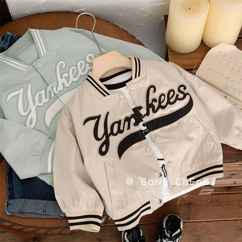 Children's Jackets 2025 Spring Boys Girls Baseball Coats New Kids Embroidered Letters Cardigan Autumn Fashion Outerwear Clothing