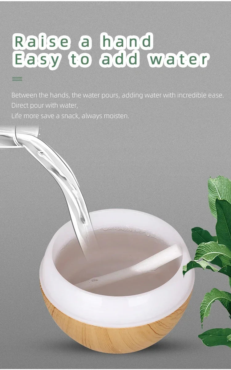 350ML Aromatherapy Essential Oil Diffuser Wood Grain Remote Control Ultrasonic Air Humidifier Cool with 7 Color LED Light