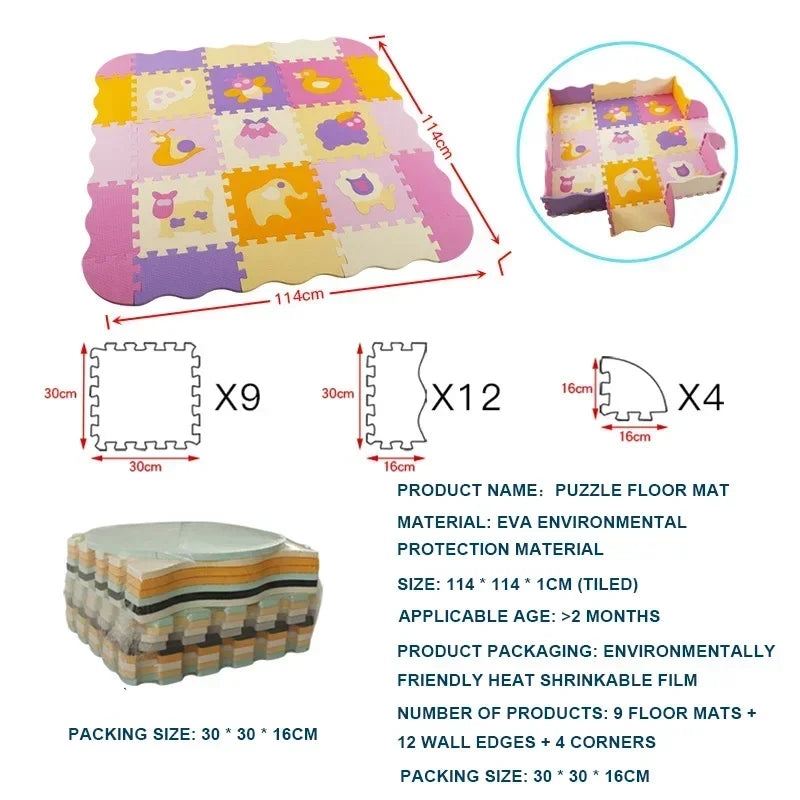 EVA Foam Play Mat with Fence Baby Puzzle Jigsaw Floor Mats Thick Carpet Pad for Kids Educational Toys Activity Pad Playmat