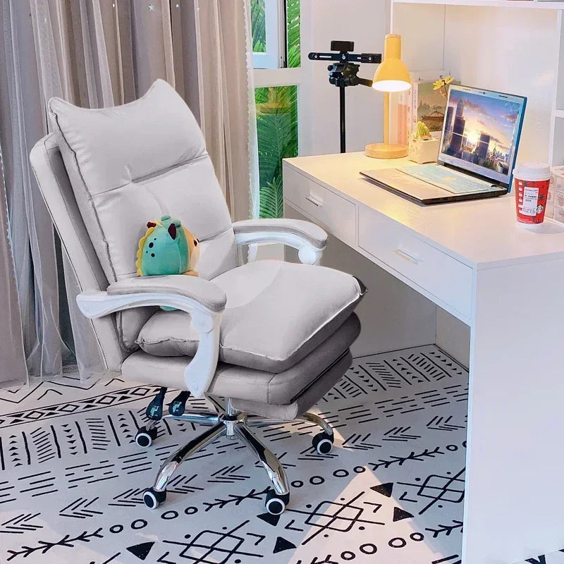 NEW PU Leather Office Chair Pink Gaming Chair Computer Swivel Gamer Live Ergonomic Chair Home Bedroom Sofa Armchairs Furniture