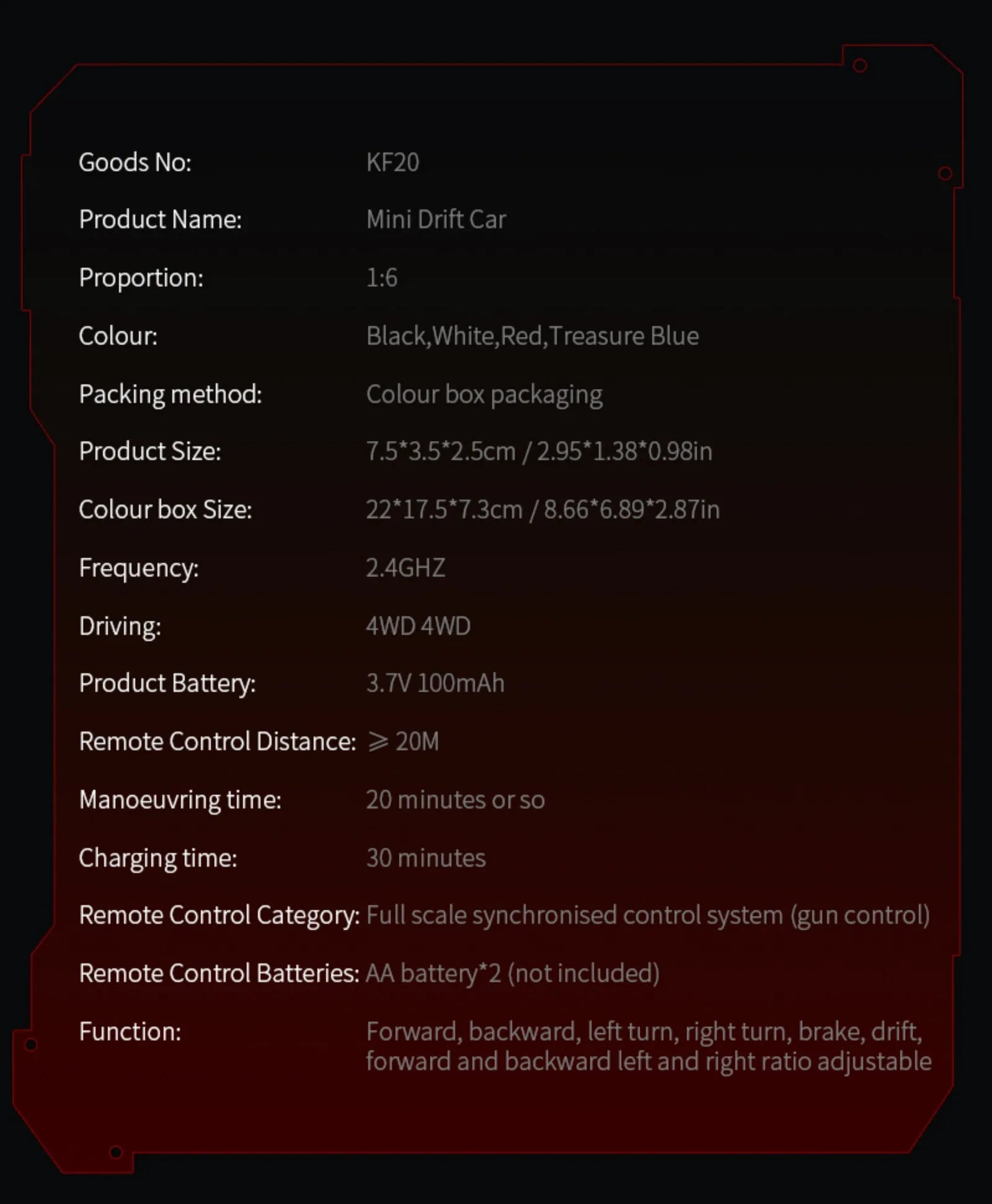 KF20 1:64 RC Drift Car 2.4G High-Speed Racing Car Four-Wheel Mini Desktop Remote Control Car Electric Toy Electric Toy Kids