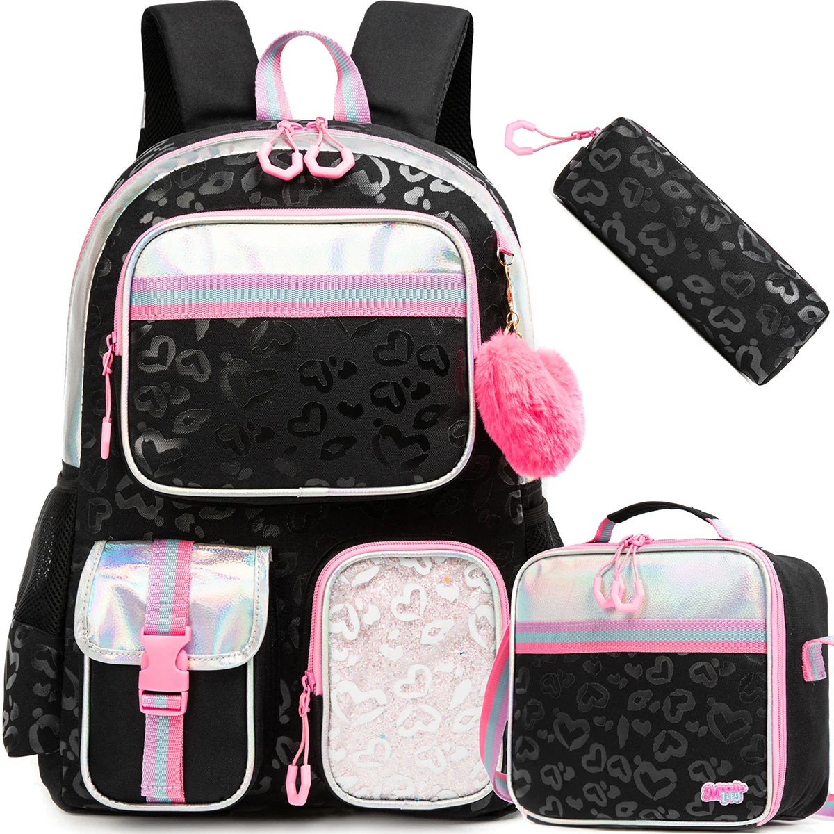 Meetbelify Backpack for Girls Schoolbag Aesthetic Backpack for Elementary Student Teen Girls Bookbag with Lunchbox and Penbag