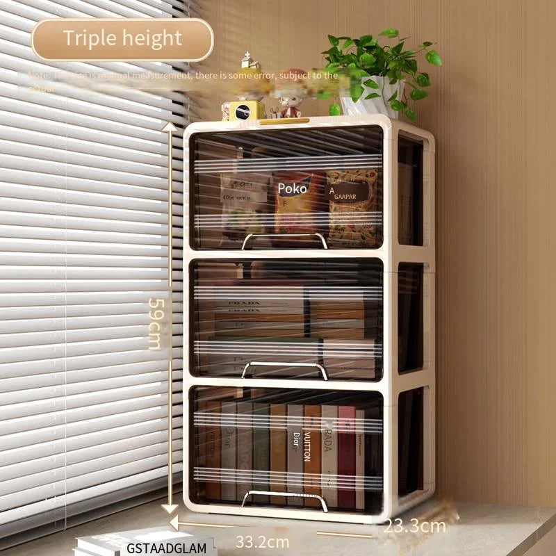 Window-side storage cabinet, transparent storage cabinet that doesn't require installation, large-capacity bedroom storage box
