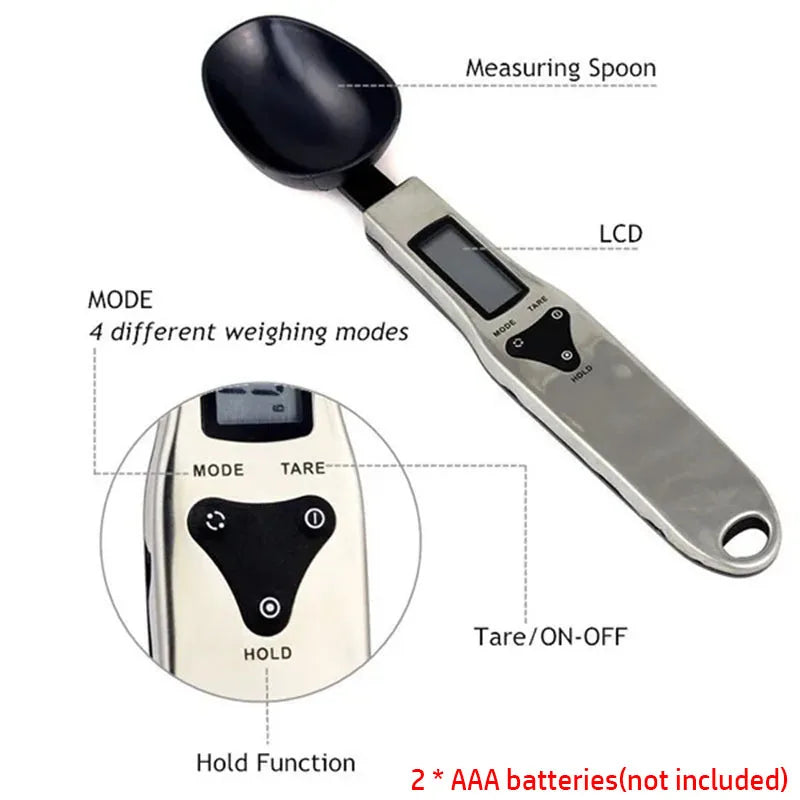 500/0.1 Digital Spoon Scale High-precision Switchable Stainless Steel Measuring Spoon Baking Food Electronic Kitchen Scale