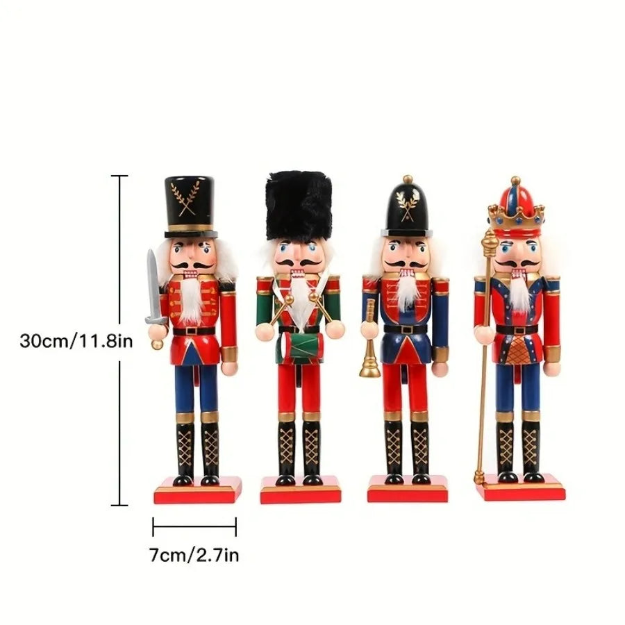 1Pcs 30CM Nutcracker Puppet Soldier Decoration Painted Vintage Design Christmas Elements Home Tabletop Decorations