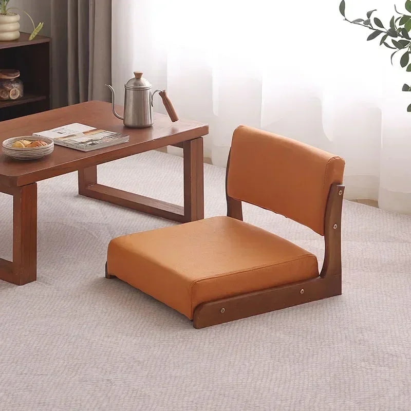 Japanese Tatami Chair Backrest Solid Wood Bed Legless Seat Bay Window Single Lazy Sofa Floor Chair Bedroom Sitting Furniture