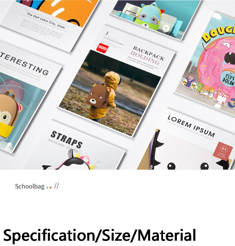 Fashion Children School Bags 3D Biomimetic Animal Kids Backpack Kindergarten Boys and Girls School Bags Mini Backpack Book Bag