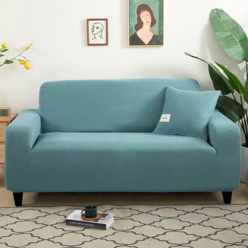 New Jacquard Fabric Sofa Cover Solid Color Couch Covers Elastic Washable Slipcover For L-Shaped Sofa Living Room 1/2/3/4/5 Seat