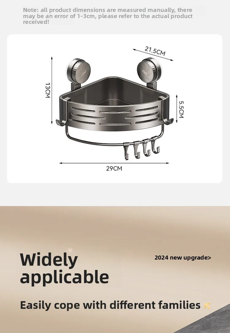 Bathroom suction cup triangular basket storage rack, bathroom washbasin corner, no need to drill holes, wall-mounted toilet