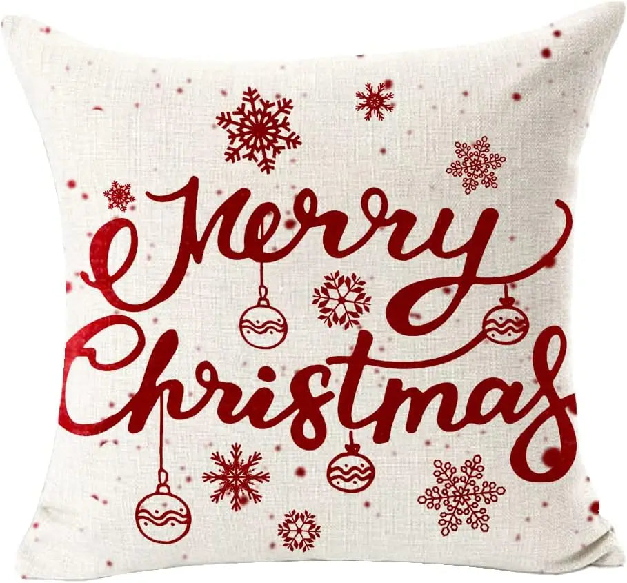 Merry Christmas snowflake red bear linen decorative pillow cover home sofa decorative cushion cover  cushion cover 45x45
