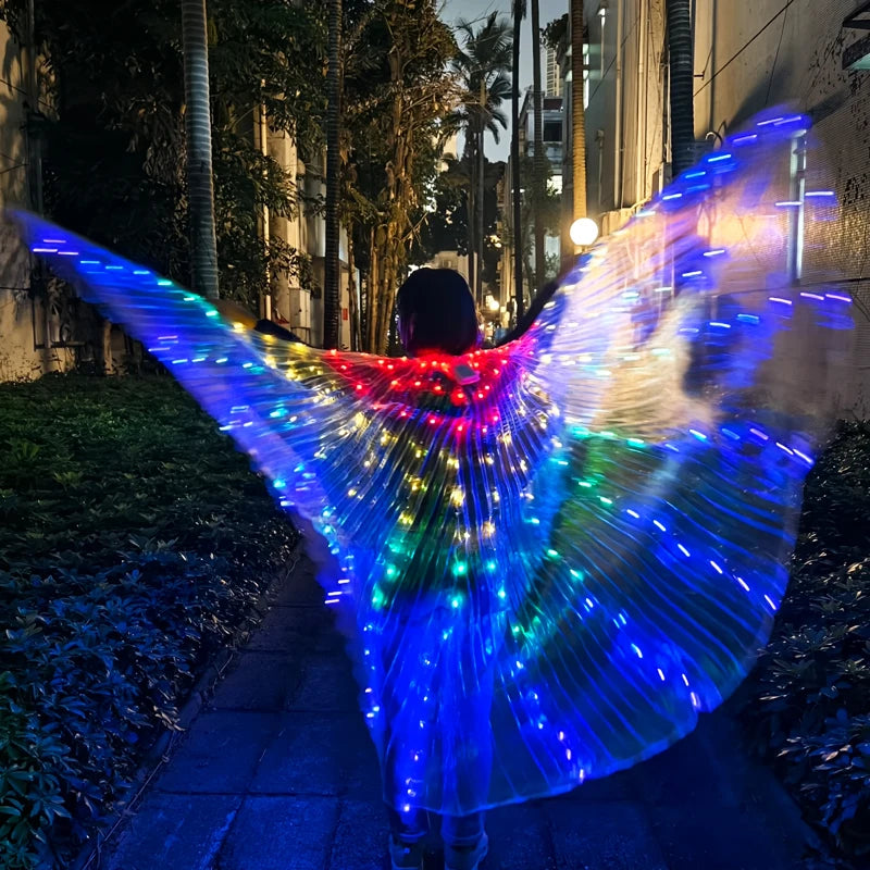 LED Luminous Butterfly Wing Belly Dancing Performance Costumes Stage Show Christmas Party Lighting Cloak Luminous Butterfly Wing